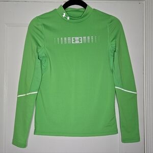 Under Armour Fluorescent Green Long Sleeve Fleece Lined Shirt - Kids Large